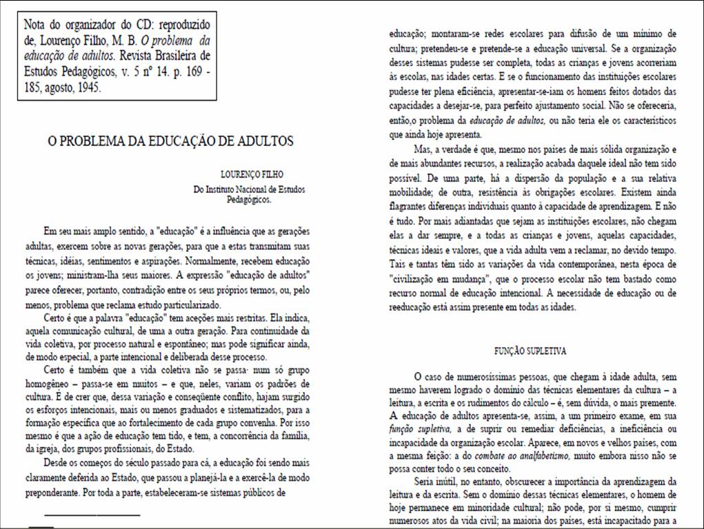 O Problema da Educação de Adultos