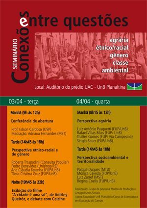 Seminário Conexões entre questão agrária, classe, raça/etnia, gênero e meio ambiente