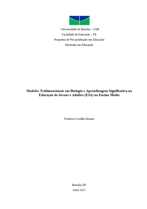 Modelos Tridimensionais em Biologia e Aprendizagem Significativa na Educação de Jovens e Adultos (EJA) no Ensino Médio