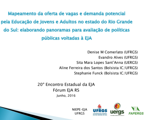 Mapeamento da oferta de vagas e demanda potencial pela Educação de Jovens e Adultos no estado do Rio Grande do Sul: elaborando panoramas para avaliação de políticas públicas voltadas à EJA