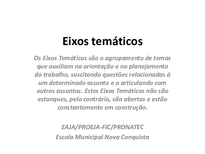 Eixos temáticos