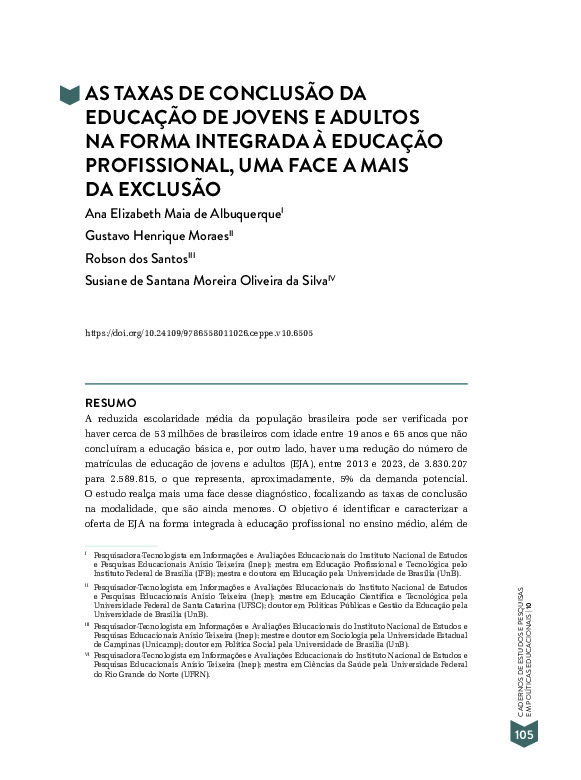 AS TAXAS DE CONCLUSÃO DA EDUCAÇÃO DE JOVENS E ADULTOS NA FORMA INTEGRADA À EDUCAÇÃO PROFISSIONAL, UMA FACE A MAIS DA EXCLUSÃO