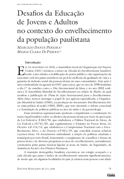 Desafios da Educação de Jovens e Adultos no contexto do envelhecimento ...