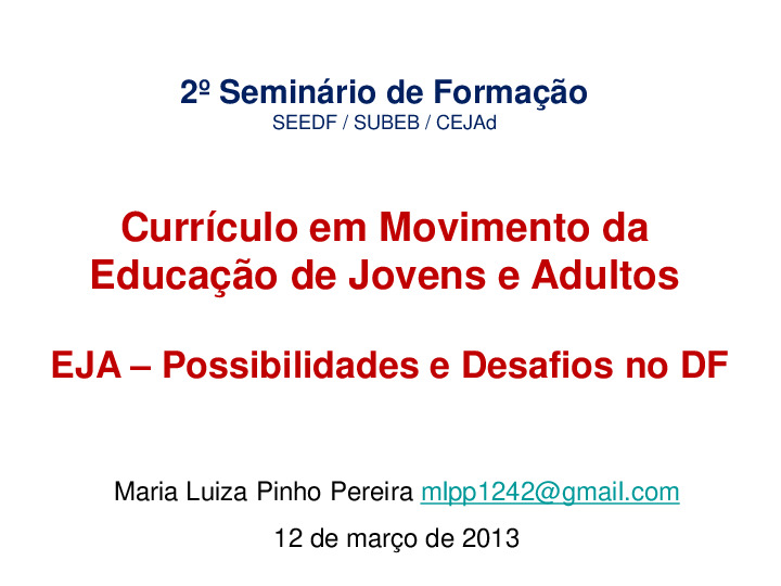 Currículo em movimento da Educação de Jovens e Adultos EJA ...