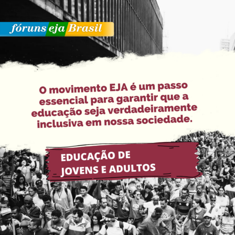 Card para instagram com a frase o movimento EJA é um passo essencial para garantir que a educação seja verdadeiramente inclusiva em nossa sociedade